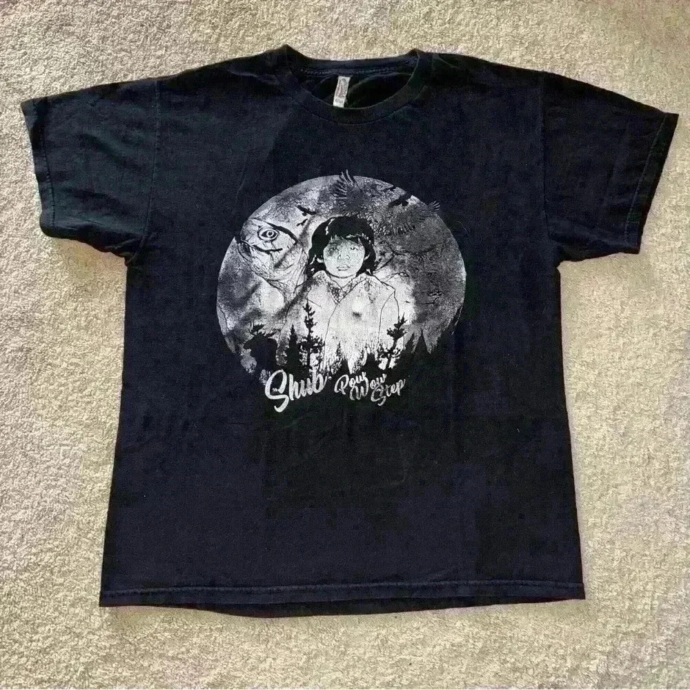 🔥VTG Shub Pow Wow  Step Graphic T-Shirt Black Native Design Size L anime Japan